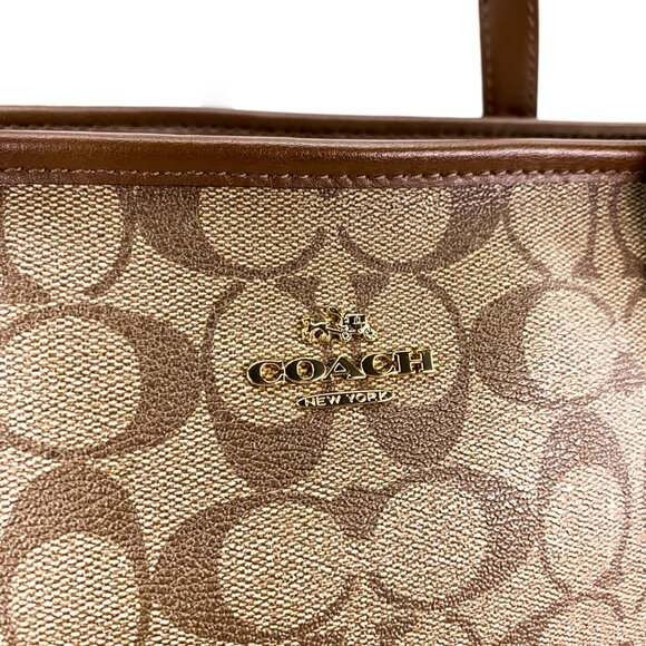 COACH Signature C Coated Canvas Brown Tote Shoulder Bag - J1723-F58294 - Picture 15 of 16
